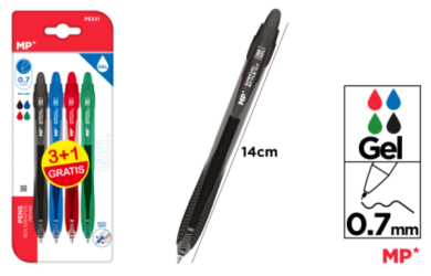 BOLIGRAFO TINTA GEL 0.7MM 4UDS