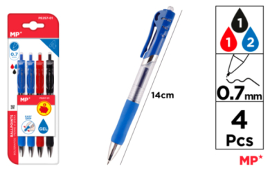 BOLIGRAFO TINTA GEL PUNTA 0.7MM 4UDS