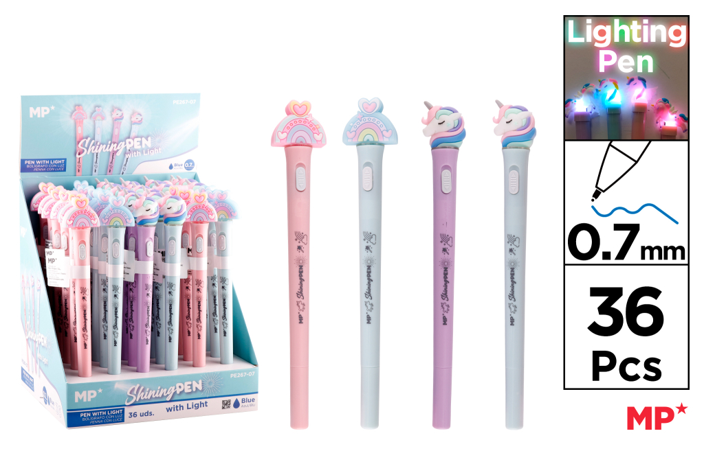 EXP. BOLÍGRAFOS FANTASÍA  LUZ MULTICOLOR