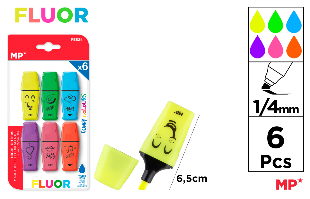 MARCADOR FLUORESCENTE MINI 6 UDS