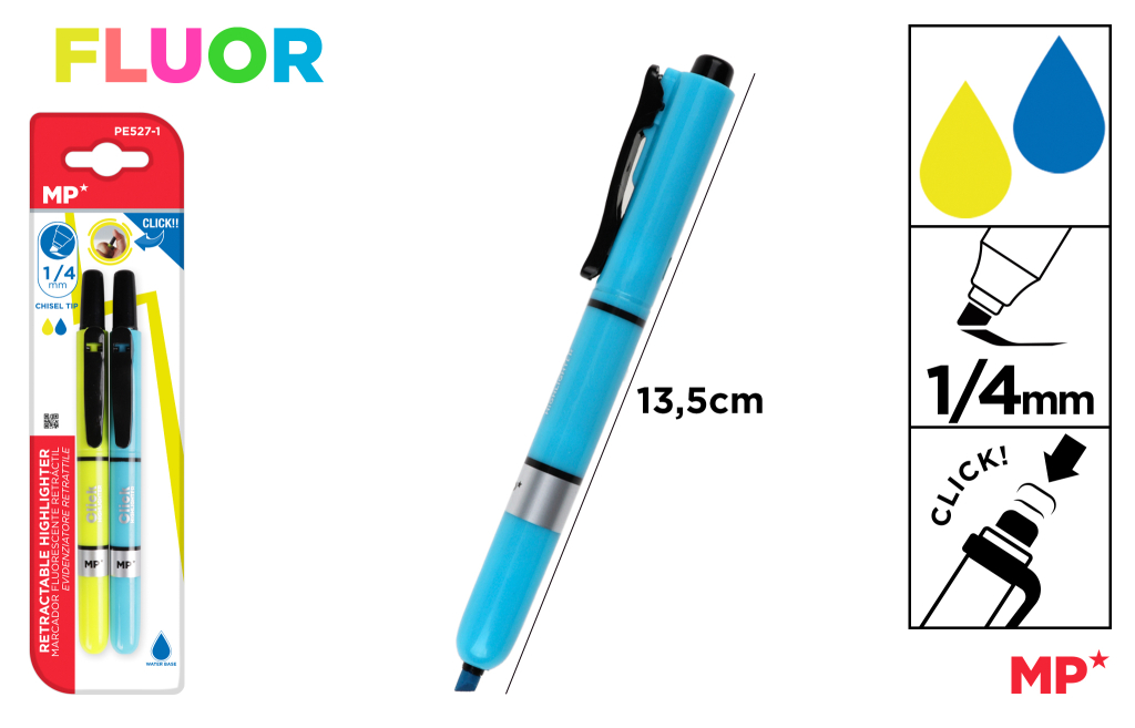 MARCADOR FLUORESCENTE RETRACTIL 2UDS