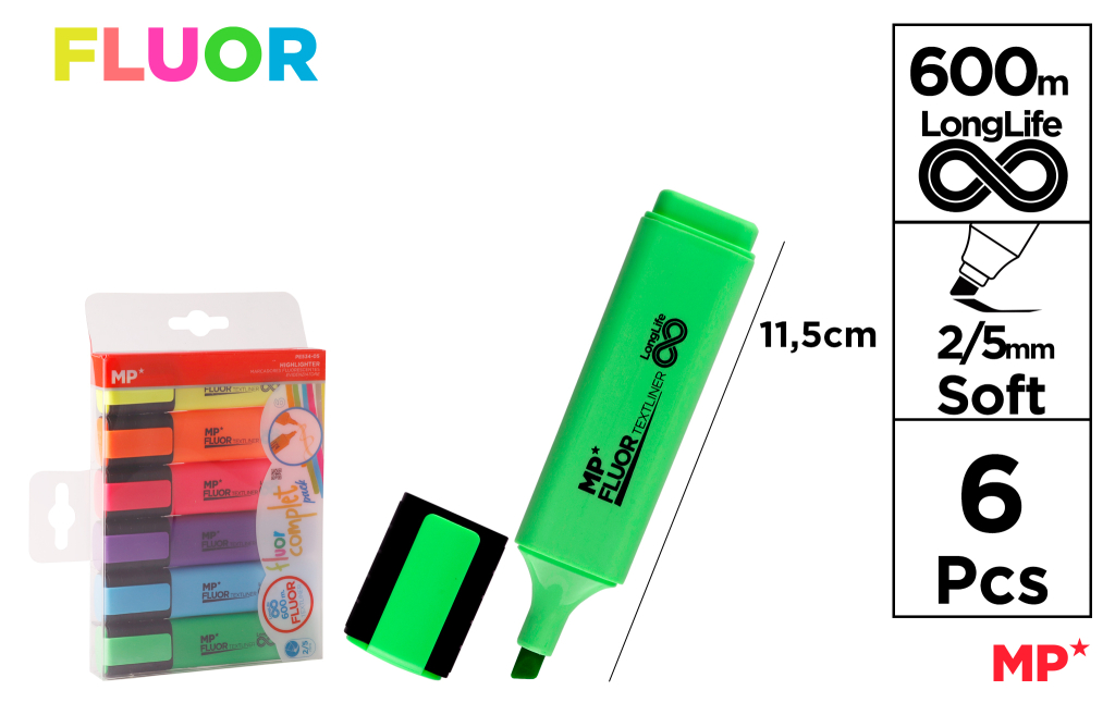 MARCADOR TEXTLINER FLUOR COMPLET 6UDS
