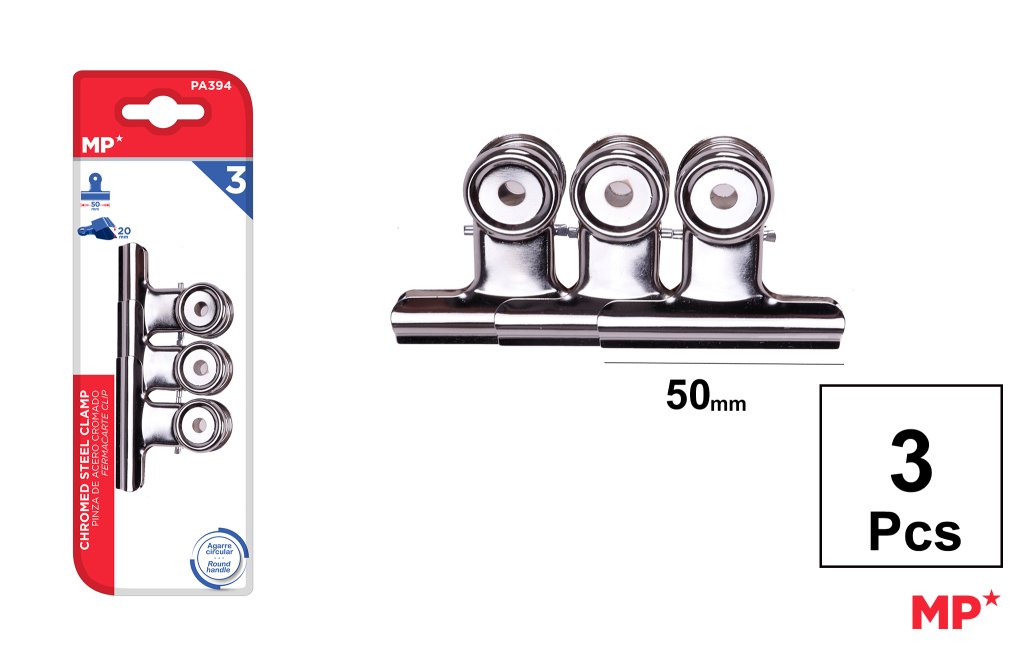 PINZA DE ACERO CROMADO 50 MM 3 UDS