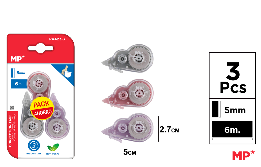 CORRECTOR CINTA 5MM*6M MORANDI PACK AHORRO