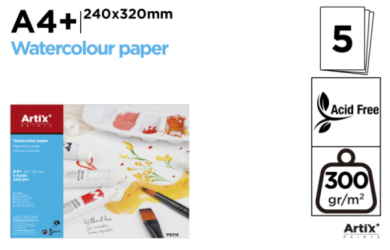 PAPEL DE ACUARELA 5HOJAS A4 24CM*32CM
