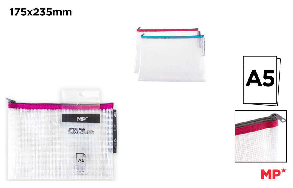 BOLSA TRANSPARENTE EVA CON CREMALLERA  A5
