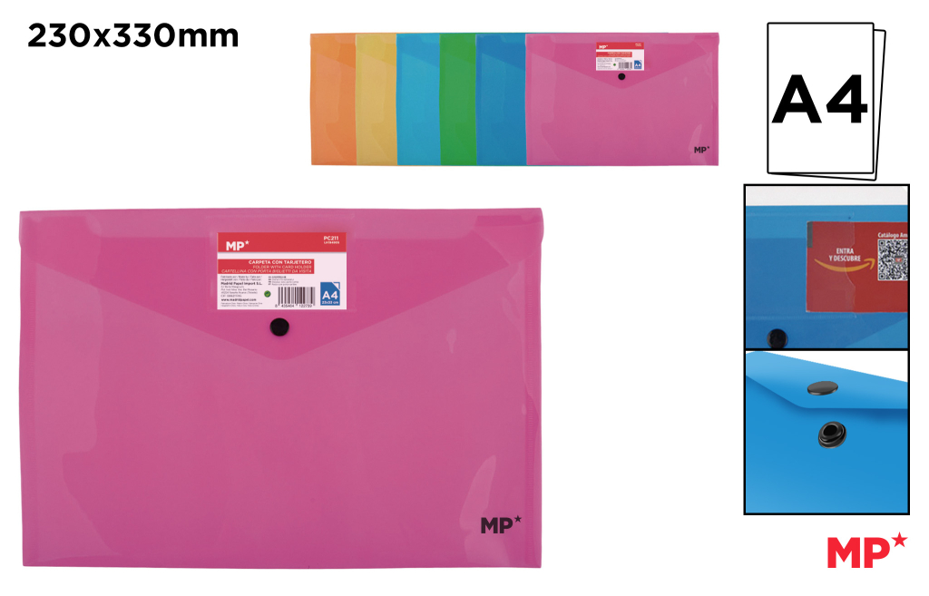 CARPETA SOBRE CON TARJETERO FLUORECENTE FOLIO