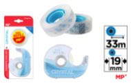 CINTA ADHESIVA CRISTAL CON DISPENSADOR