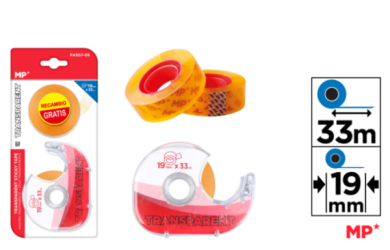 CINTA ADHESIVA TRANSPARENTE CON DISPENSADOR