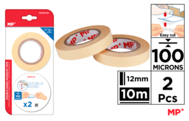 CINTA ADHESIVA DOBLE CARA 100MICRAS 12MM*10MT