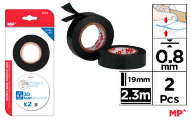 CINTA ADHESIVA DOBLE CARA 0.8MM 19MM*2.3MT
