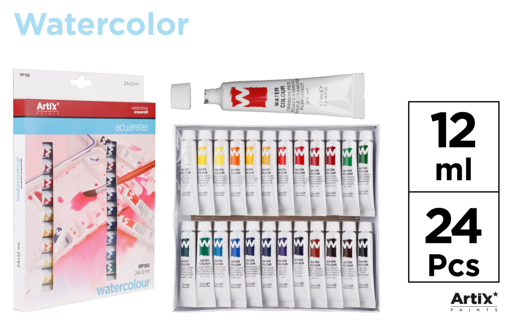 PINTURA ACUARELA 24TUBOS X 12ML