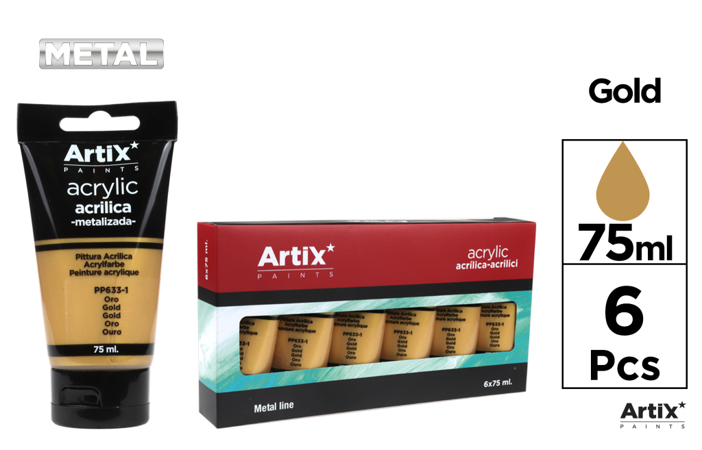 PINTURA ACRILICA TUBO 75ML ORO METALIZADO