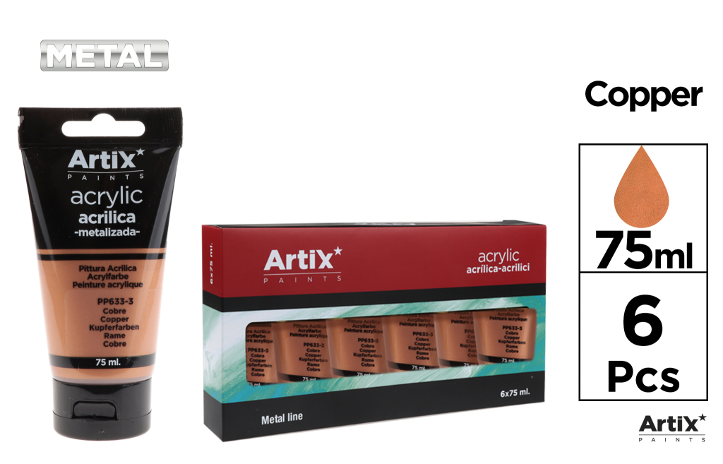 PINTURA ACRILICA TUBO 75ML COBRE METALIZADO