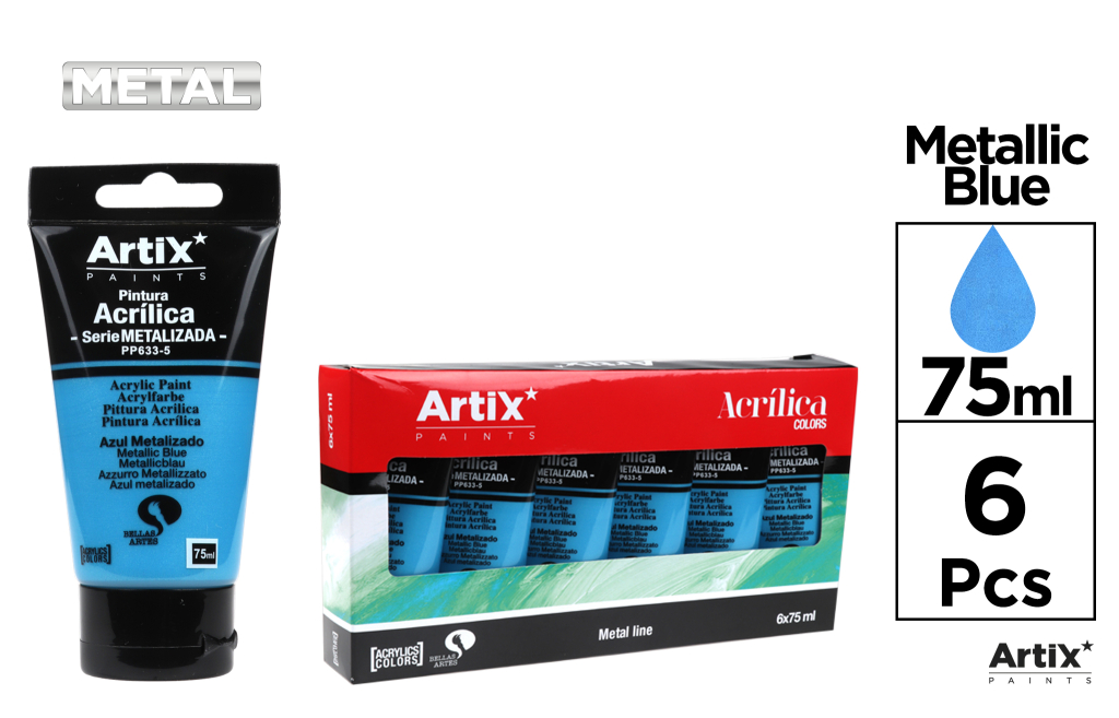 PINTURA ACRILICA TUBO 75ML AZUL METALIZADO