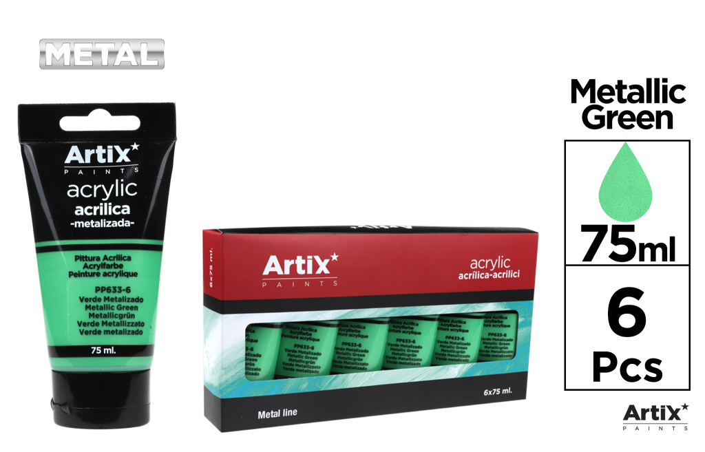 PINTURA ACRILICA TUBO 75ML VERDE METALIZADO
