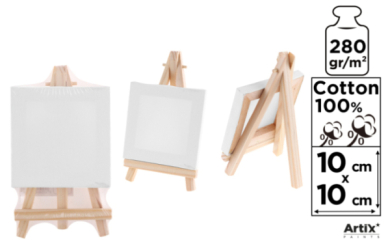 LIENZO MINI CON CABALLETE 10X10CM 280G/m2
