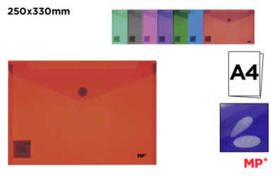 CARPETA SOBRE PLÁSTICO CIERRE RÁPIDO HORIZONTAL A4