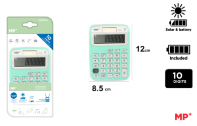 CALCULADORA SOLAR Y PILAS VERDE CLARO