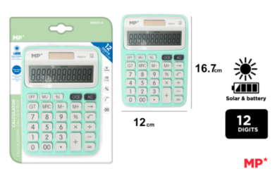 CALCULADORA SOLAR Y PILAS VERDE CLARO