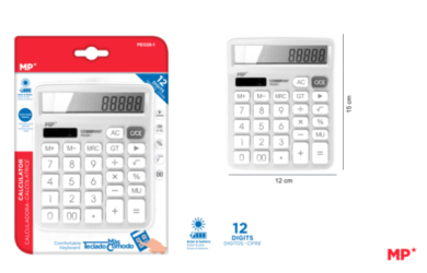 CALCULADORA SOLAR Y PILAS BLANCO