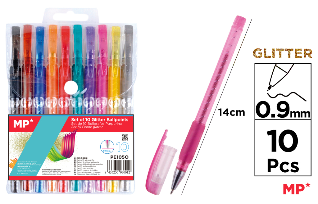 BOLIGRAFOS PURPURINA 10 COLORES