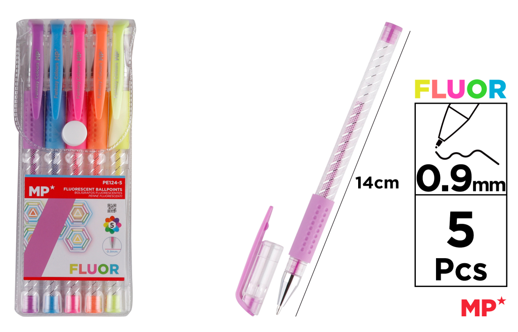 BOLIGRAFOS FLUORESCENTES 5 COLORES