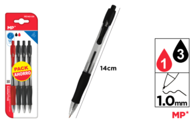 BOLIGRAFOS PUNTA 1.0MM 4UDS