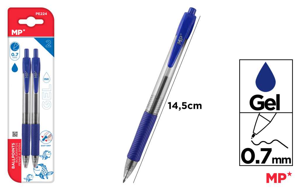 BOLIGRAFO GEL PUNTA 0.7MM 2UDS