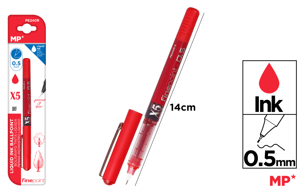 BOLIGRAFO TINTA LIQUIDA PUNTA AGUJA ROJO