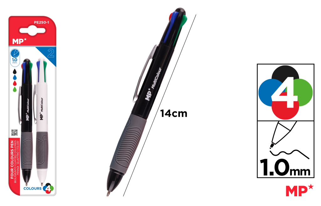 BOLIGRAFO 4 COLORES 1.0MM 2UDS