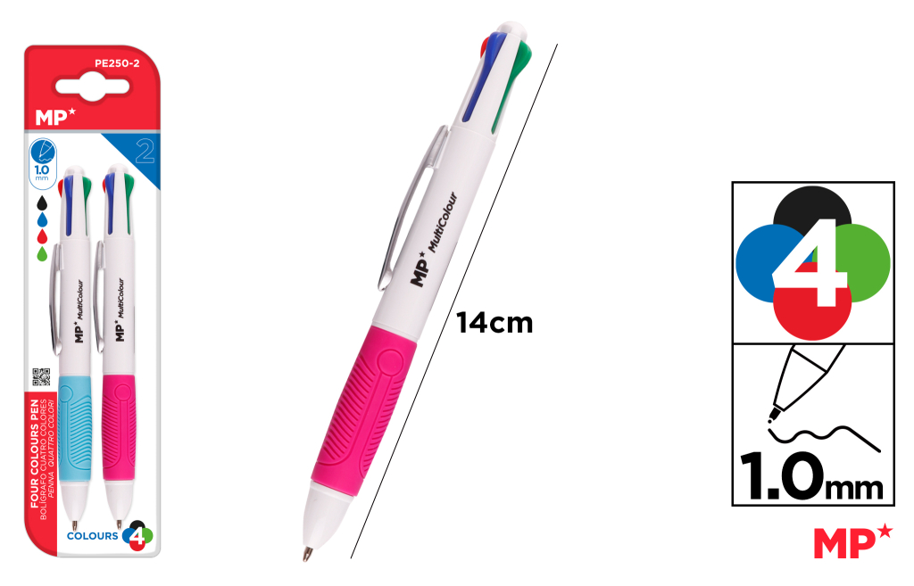 BOLIGRAFO 4 COLORES 1.0MM 2UDS