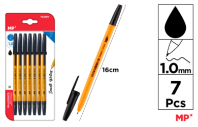 BOLIGRAFOS NEGRO SOFT PUNTA 1.0MM 7UDS