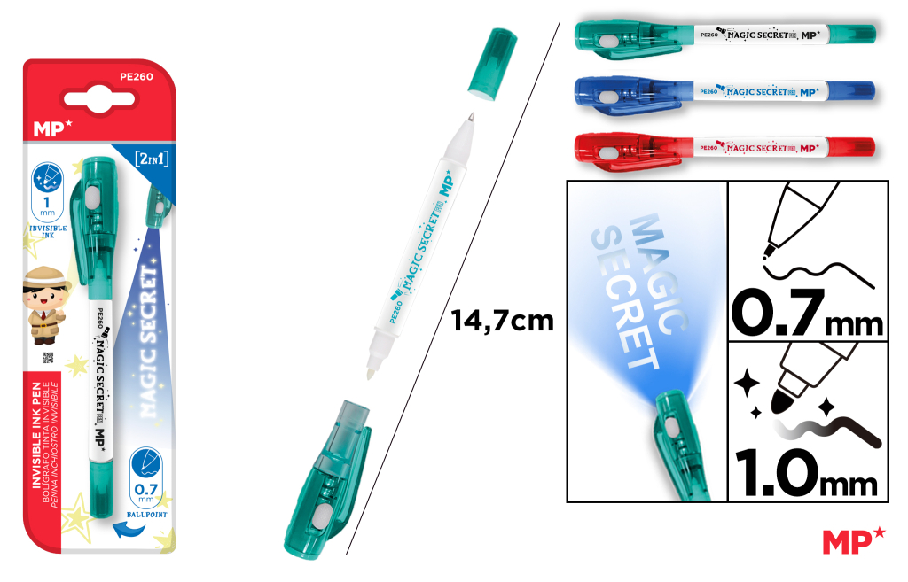 BOLÍGRAFO TINTA INVISIBLE MAGIC SECRET 2 EN 1