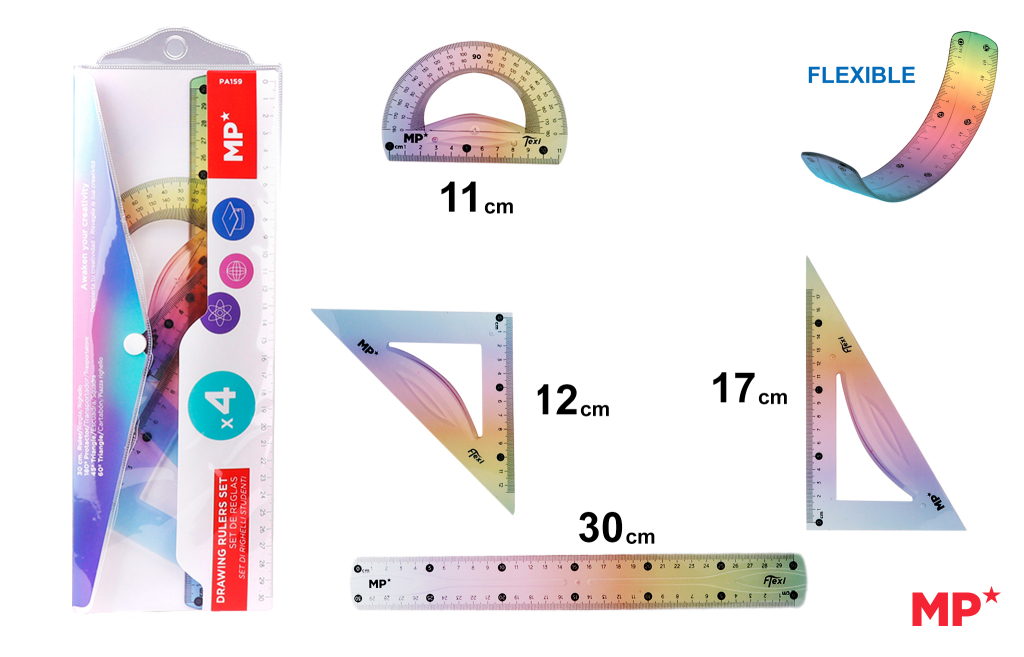 REGLAS DIBUJO 4 PIEZAS 30CM