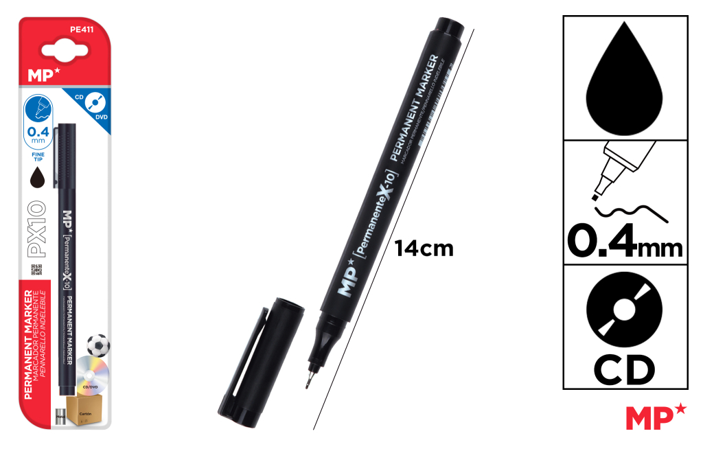 MARCADOR CD PUNTA FINA NEGRO