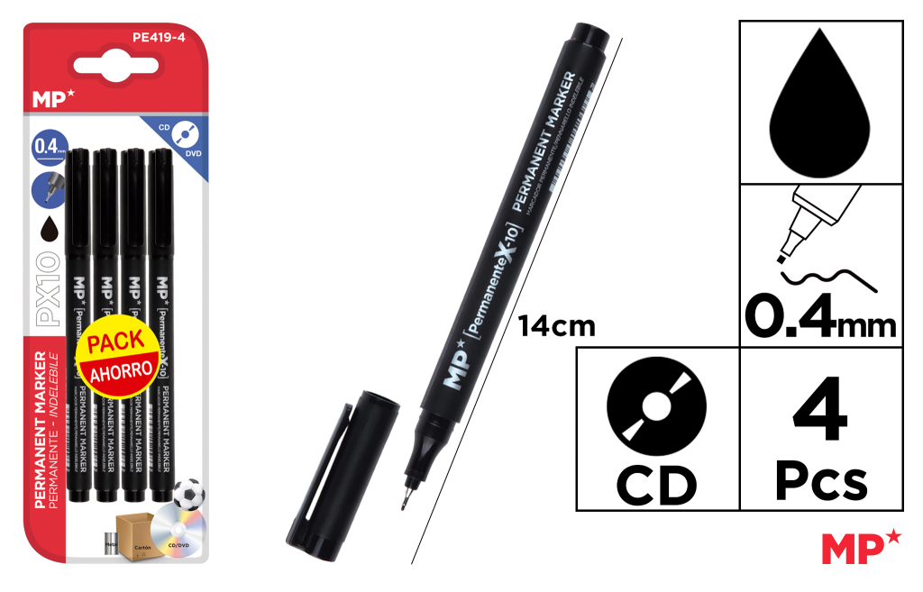 MARCADOR CD PUNTA FINA 4UDS