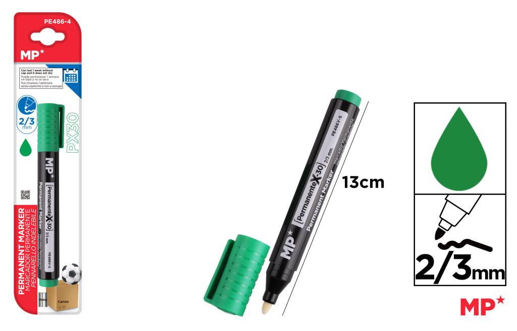 MARCADOR PERMANENTE VERDE NO DRY