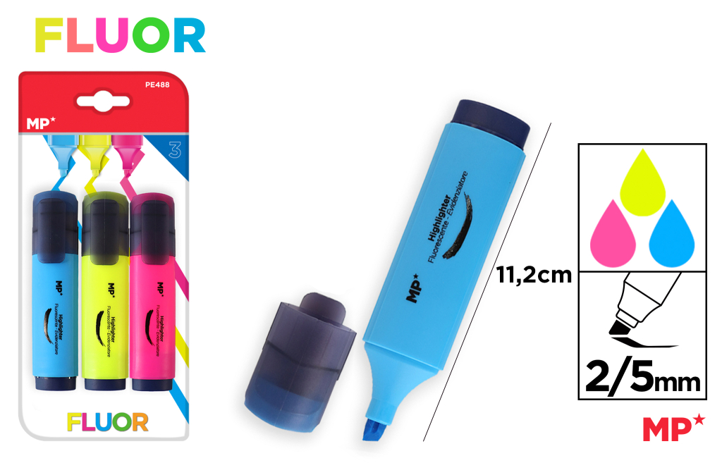 MARCADOR FLUORESCENTE 3 UDS PACK AHORRO