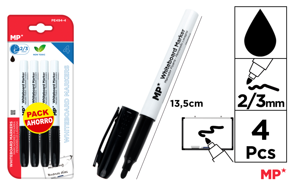 MARCADOR DE PIZARRA 4U NEGRO