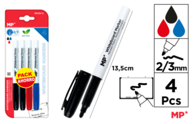 MARCADOR DE PIZARRA 2U NEGRO. 1U ROJO. 1U AZUL