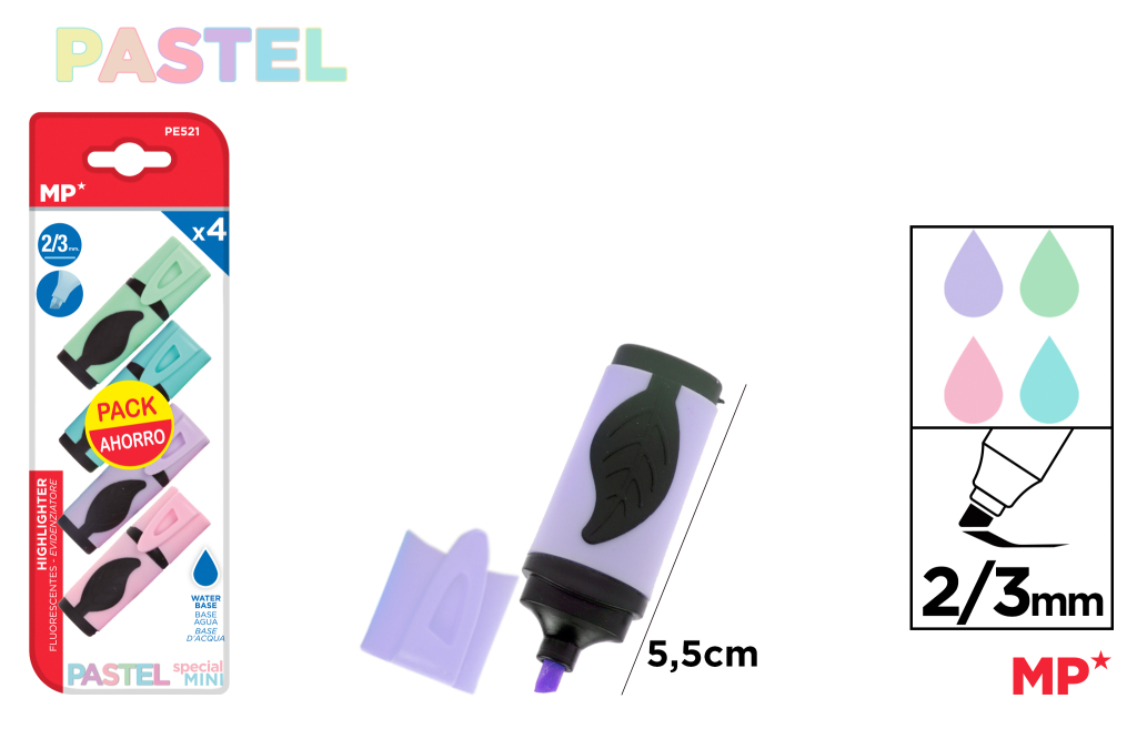 MARCADOR PASTEL MINI 4UDS PACK AHORRO