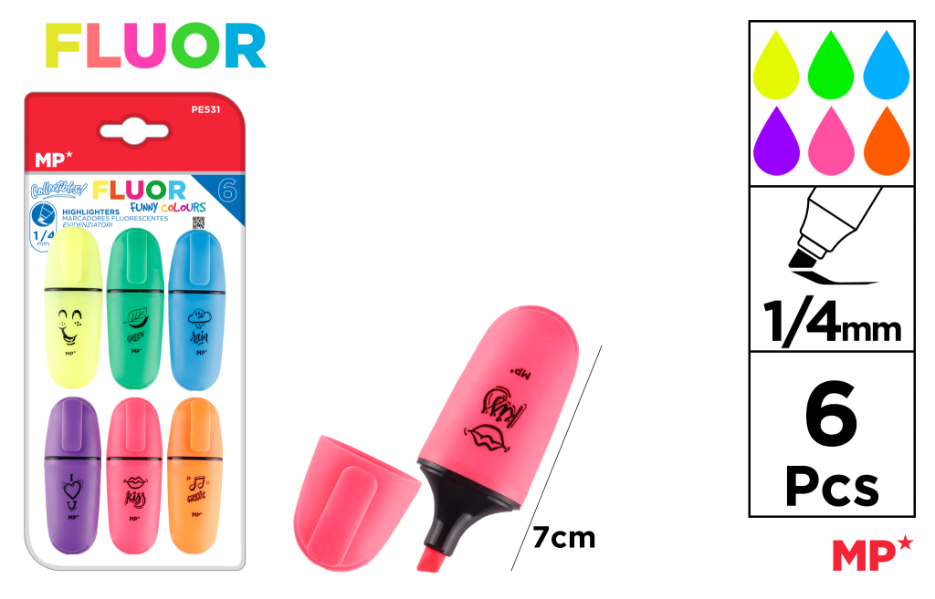MARCADOR FLUORESCENTE MINI 6 UDS