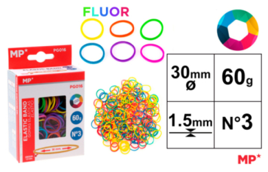 GOMAS ELASTICAS COLOR FLUORESCENTE 60G
