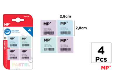 GOMA DE BORRAR PASTEL 28X28X12MM 4UDS