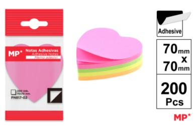 NOTAS ADHESIVAS 70X70MM 200H CORAZON