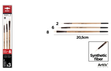PINCEL PLANO/REDONDO PROFESIONAL 3 UDS -2 -6 -8