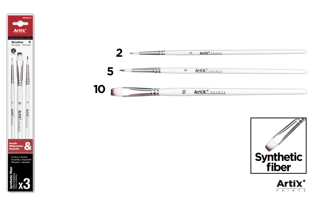 PINCELES SINTETICO 3UDS -2 -5 -10