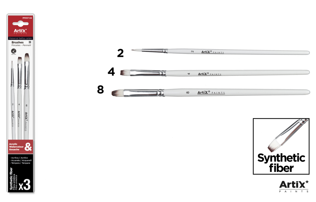 PINCELES SINTETICO 3UDS -2 -4 -8