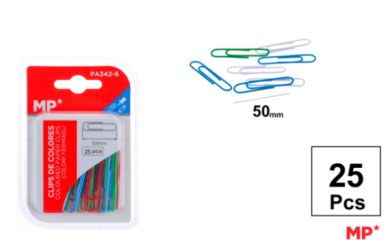 CLIPS DE COLORES 50MM 25 UDS